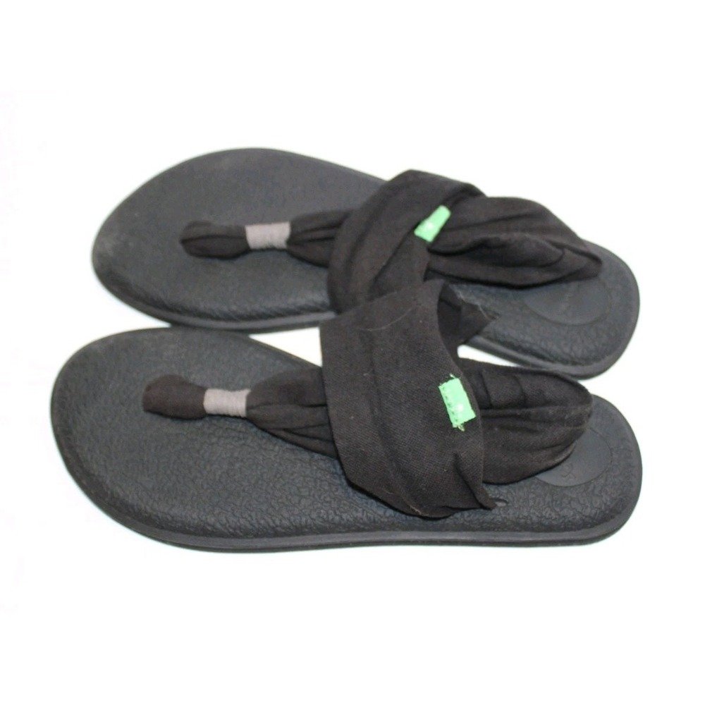 Sanuk Sandals Fabric Slingback Yoga Mat Women's 8 Black